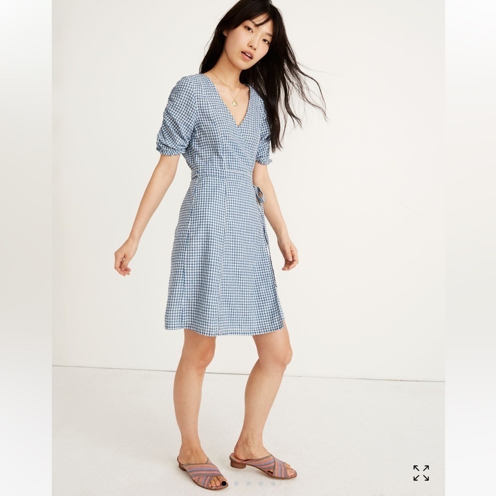 Madewell plaid linen blend mini dresss. Size Xs. Style K9494